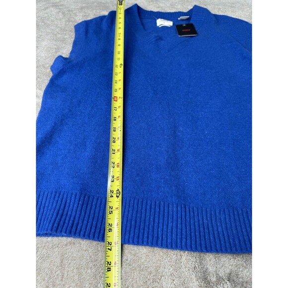 Levi's Sweater Vest Royal Blue Knit Pull Over Mens Medium,Cotton Vneck - Picture 7 of 13